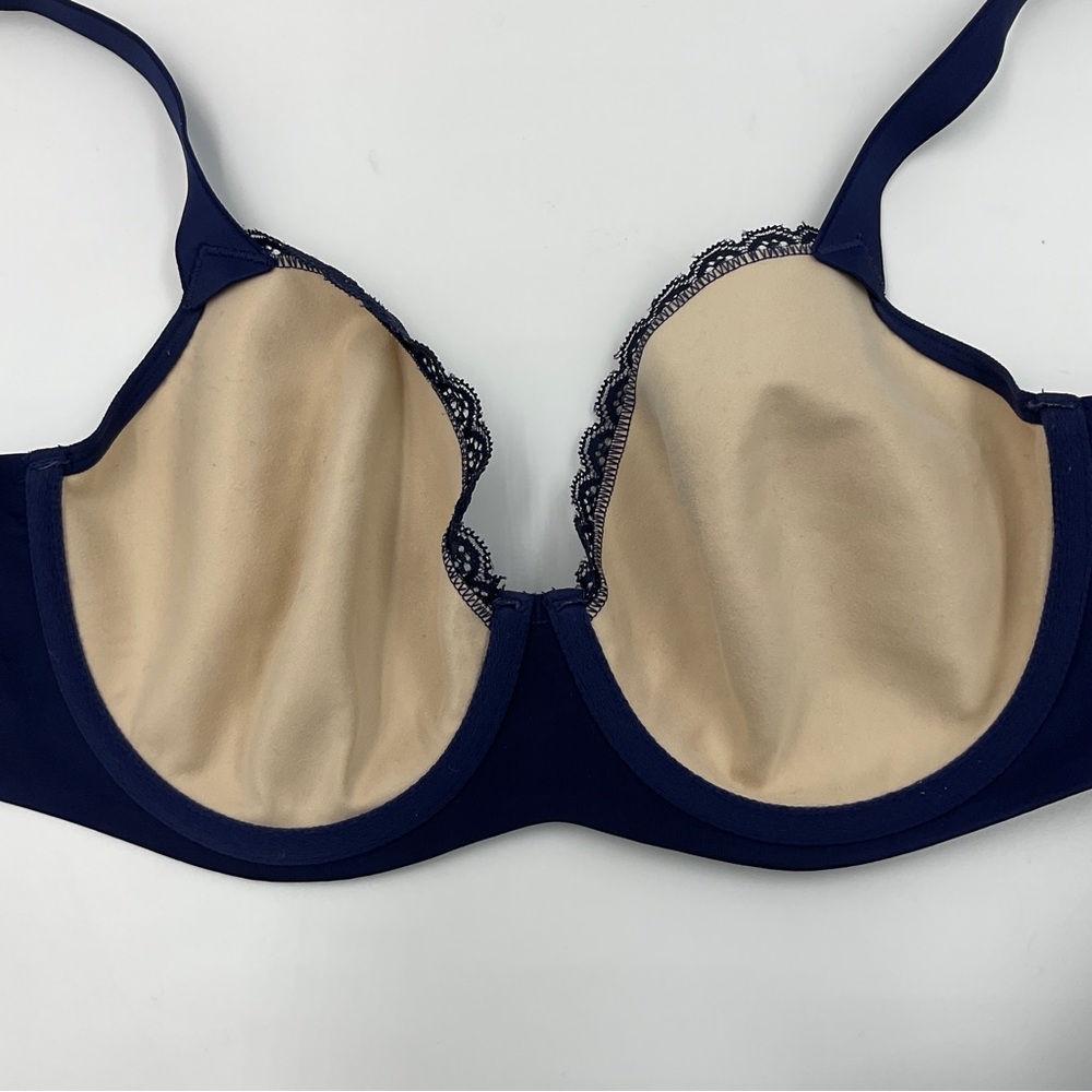 Soma EUC Enticing Lift Full Coverage Navy Lace Bra Nude Background 34D - Picture 12 of 16